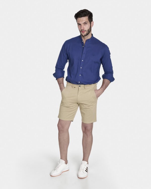 SPAGNOLO/BERMUDA CHINO DE HOMBRE SARGA ELÁSTICA SLIM CAMEL