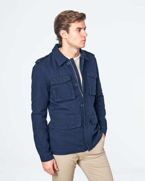 SPAGNOLO/ PARKA SAHARIANA CANVAS MARINO - Imagen 5